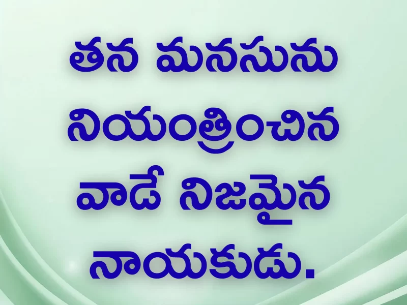 తన మనసును నియంత్రించినవాడే నిజమైన నాయకుడు